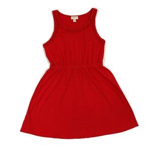 LOFT Sleeveless Cotton Red Dress, Size Large Petite